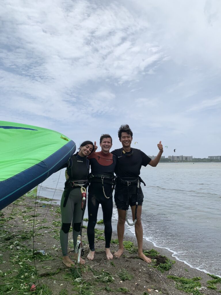 Happy customers after their kitesurfing lessons with Jeju Kite Lab